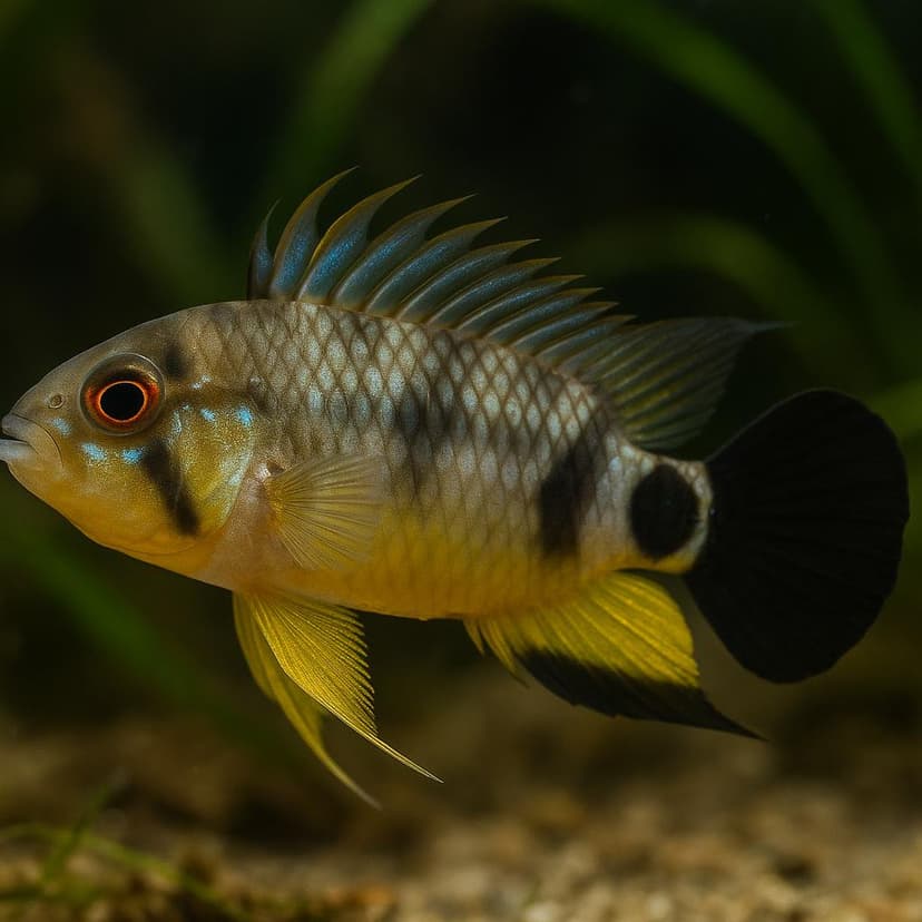 AI-generated illustration of Panda dwarf cichlid