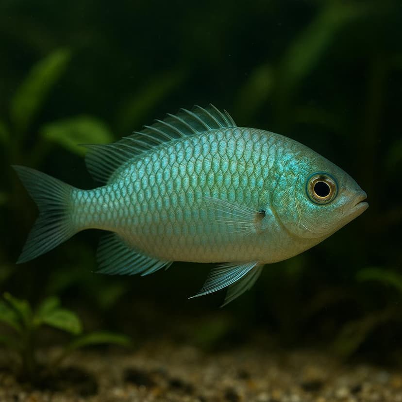 AI-generated illustration of Blue Green Chromis (Green Chromis)