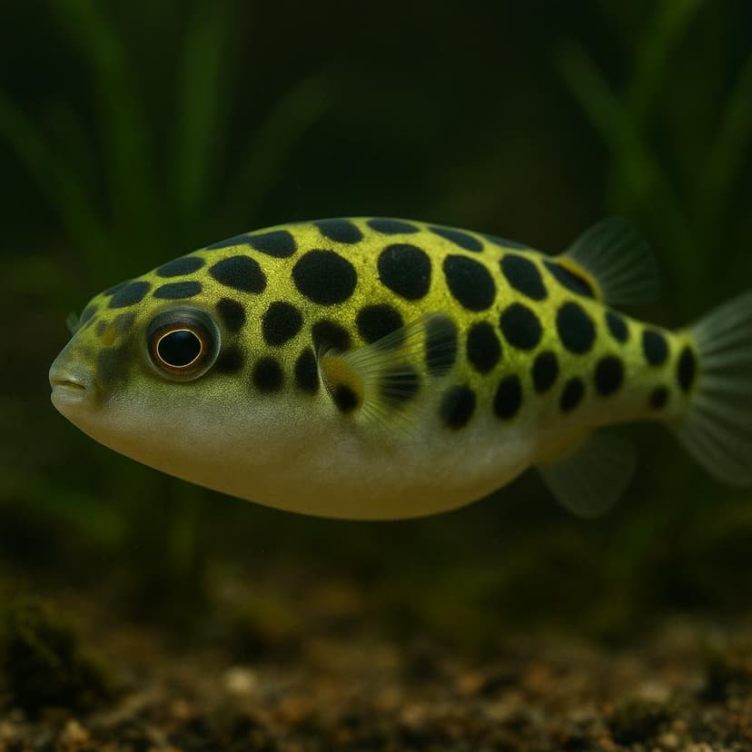 AI-generated illustration of Spotted green pufferfish