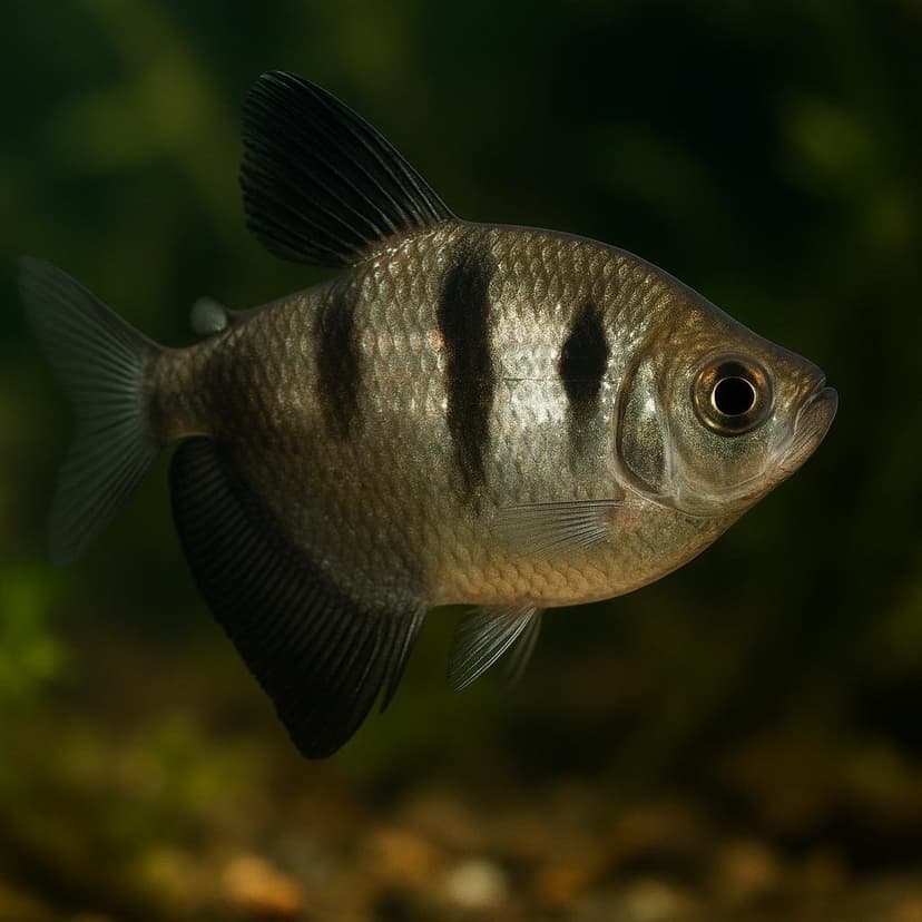 AI-generated illustration of Black Skirt Tetra (Black Widow Tetra)