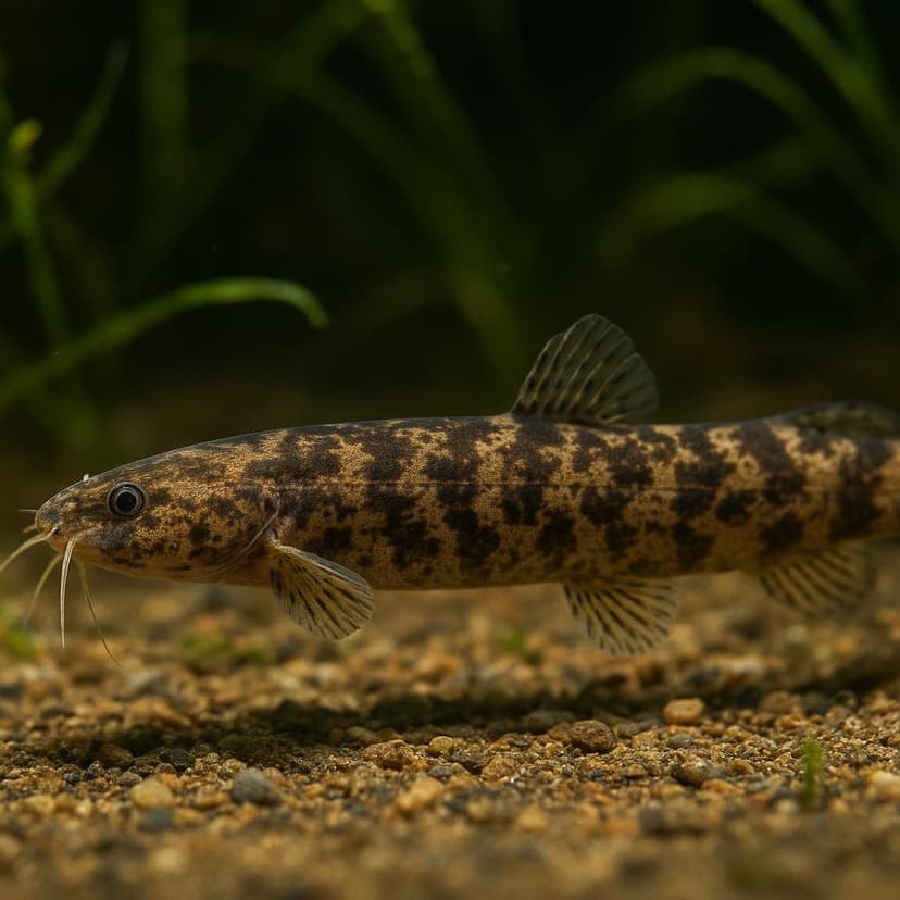 AI-generated illustration of Eichhornia (water hyacinth) pencil catfish