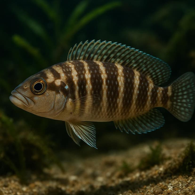AI-generated illustration of Boulenger's lamprologine (shell-dwelling Tanganyika cichlid)