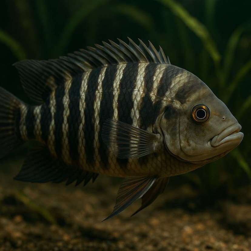 AI-generated illustration of Zebra Mayan cichlid