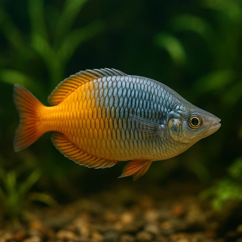 AI-generated illustration of Boeseman's rainbowfish