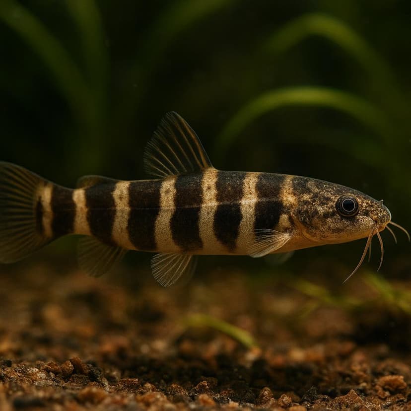 AI-generated illustration of Banded dwarf three-barbel catfish