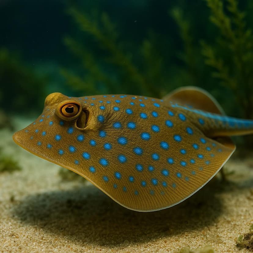 AI-generated illustration of Bob Ward's bluespotted maskray