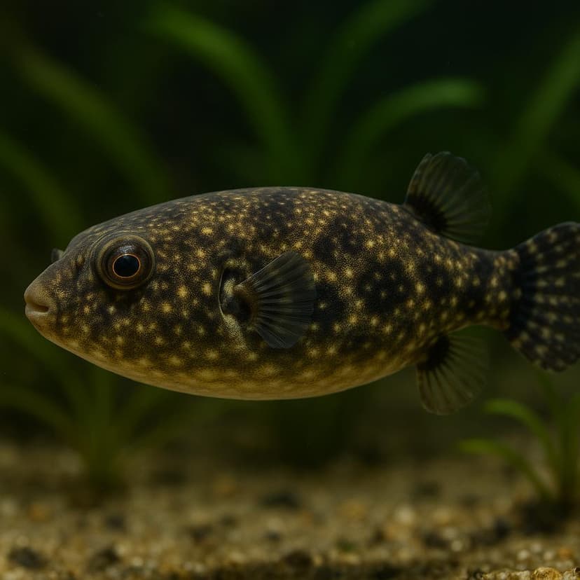 AI-generated illustration of Mekong puffer (bearded puffer)