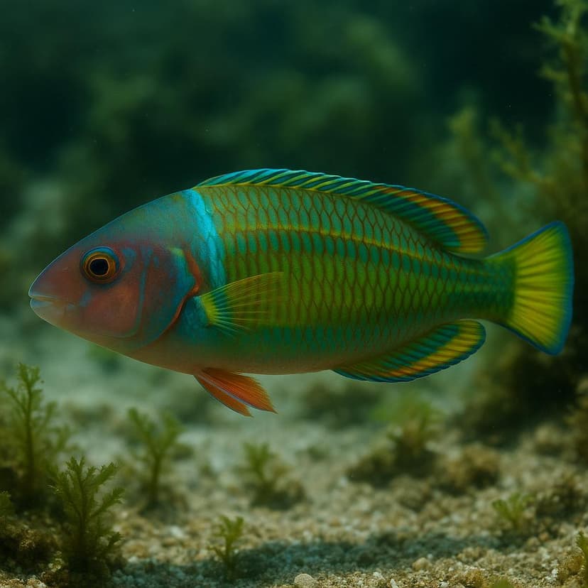 AI-generated illustration of Saddle wrasse