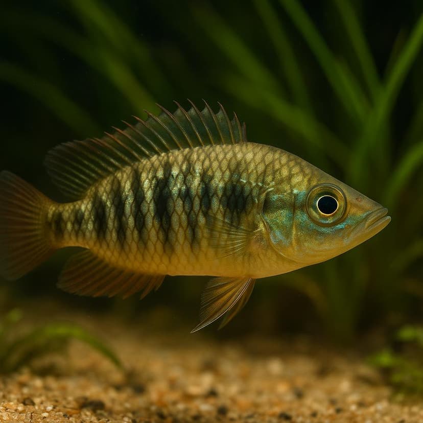 AI-generated illustration of Compressiceps dwarf pike cichlid