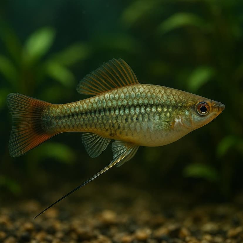 AI-generated illustration of Green Swordtail (Swordtail)