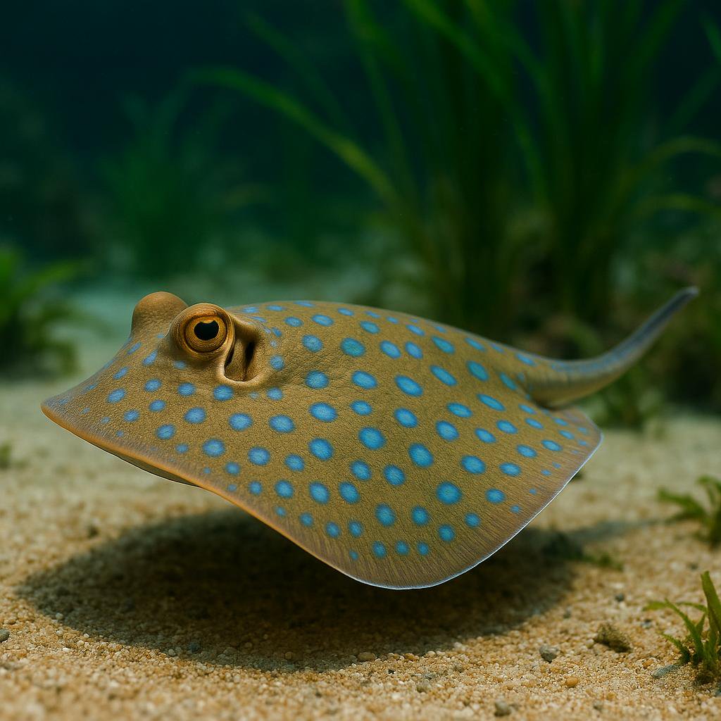 AI-generated illustration of Oriental bluespotted maskray