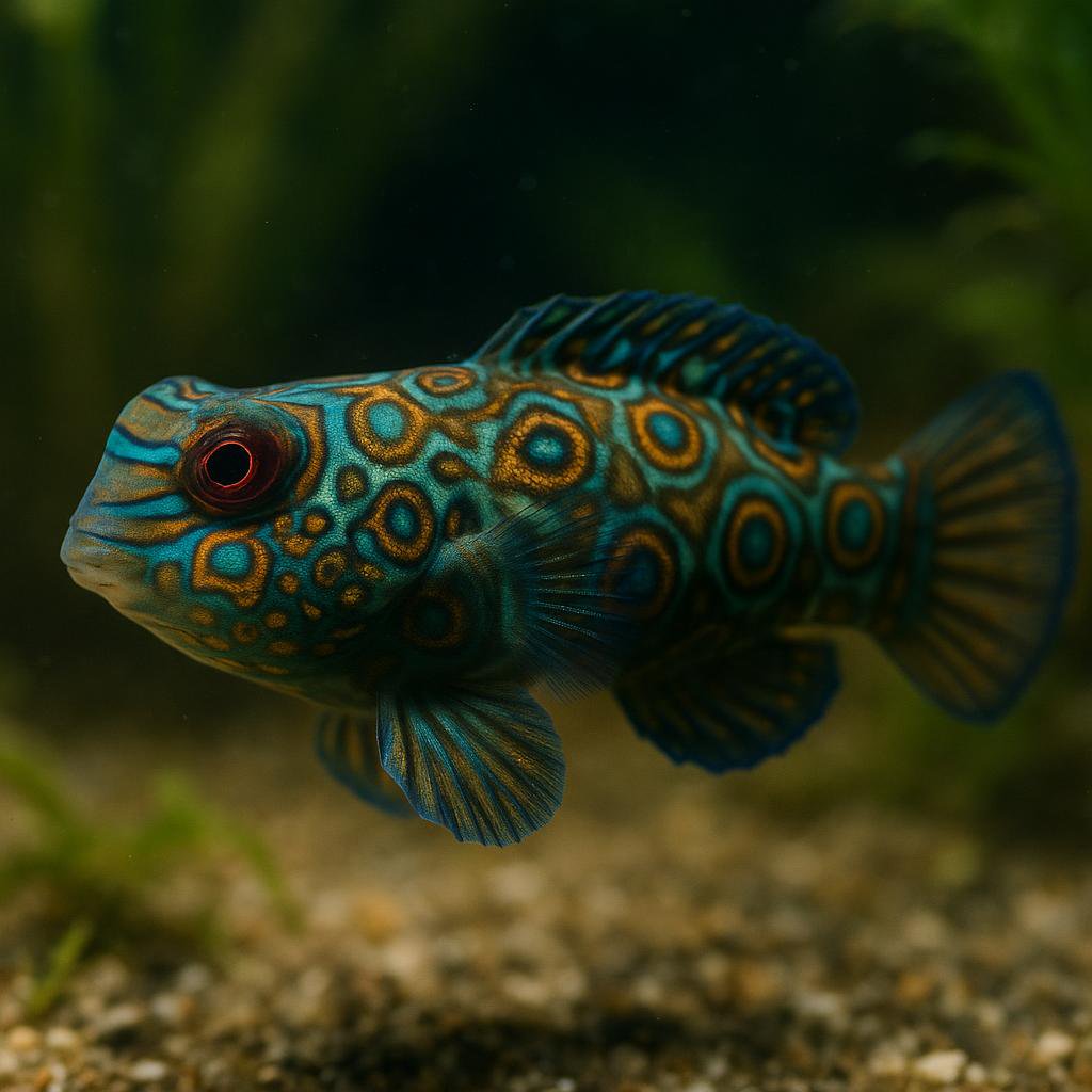 AI-generated illustration of Spotted Mandarin Dragonet (Picturesque/Psychedelic Mandarin)