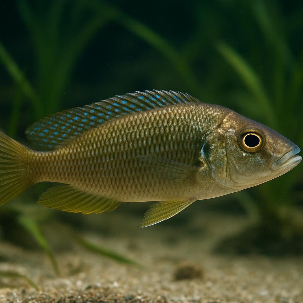 AI-generated illustration of Xenochromis hecqui (often listed without a stable aquarium common name; avoid confusing with Hecq's shell-dweller)